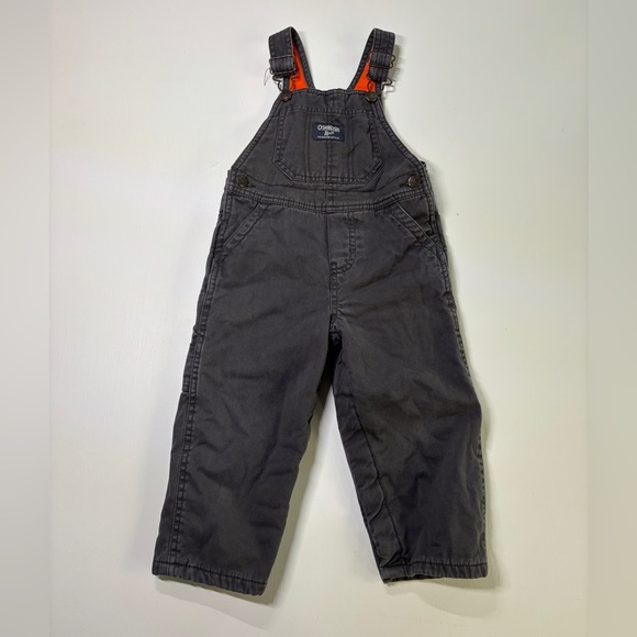OshKosh B'gosh Other - OshKosh B’gosh Kids Fleece Lined Overalls Gray Orange | 24 Months Winter Bibs